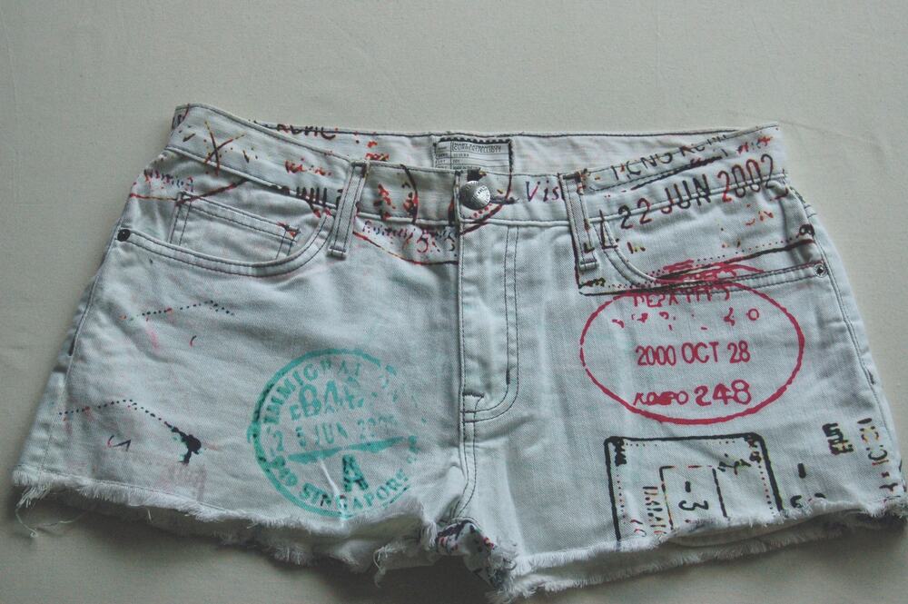 Mary Katrantzou Current Elliott Passport Denim Shorts White Cutoff 32 Low Rise